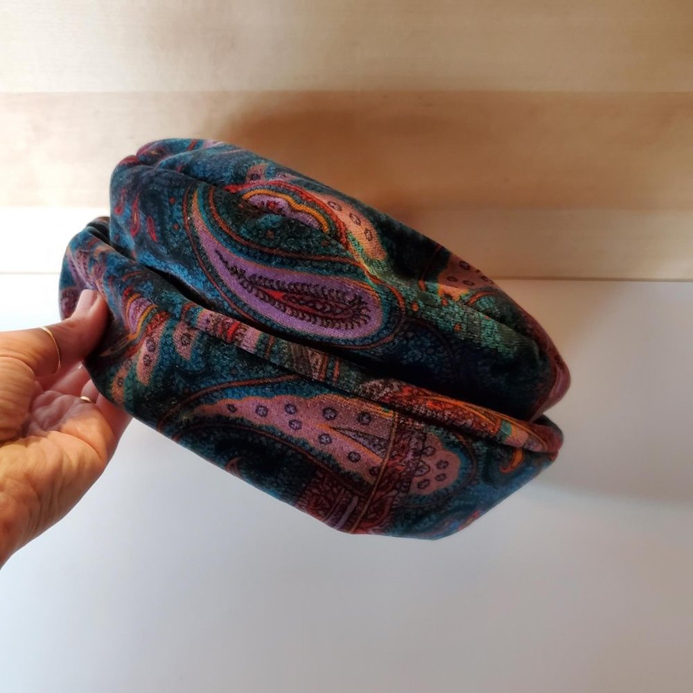 Vintage 90s Cotton Velvet Paisley Garden Hat